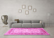 Machine Washable Persian Pink Traditional Rug in a Living Room, wshtr4811pnk