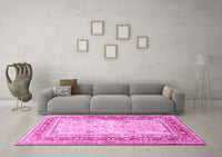 Machine Washable Persian Pink Traditional Rug, wshtr4811pnk