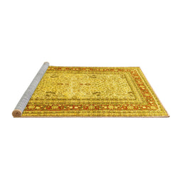 Sideview of Machine Washable Persian Yellow Traditional Rug, wshtr4811yw