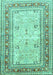 Machine Washable Persian Turquoise Traditional Area Rugs, wshtr4811turq