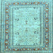 Square Machine Washable Persian Light Blue Traditional Rug, wshtr4811lblu