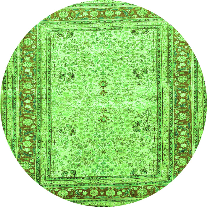 Square Persian Green Traditional Rug, tr4811grn