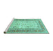Sideview of Machine Washable Persian Turquoise Traditional Area Rugs, wshtr4811turq