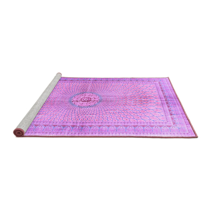 Sideview of Machine Washable Medallion Purple Traditional Area Rugs, wshtr4812pur