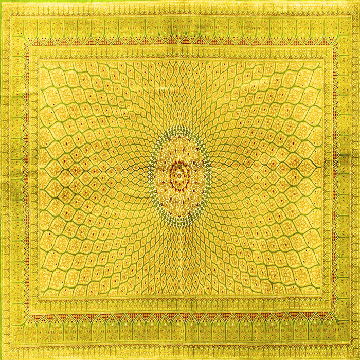 Square Medallion Yellow Traditional Rug, tr4812yw