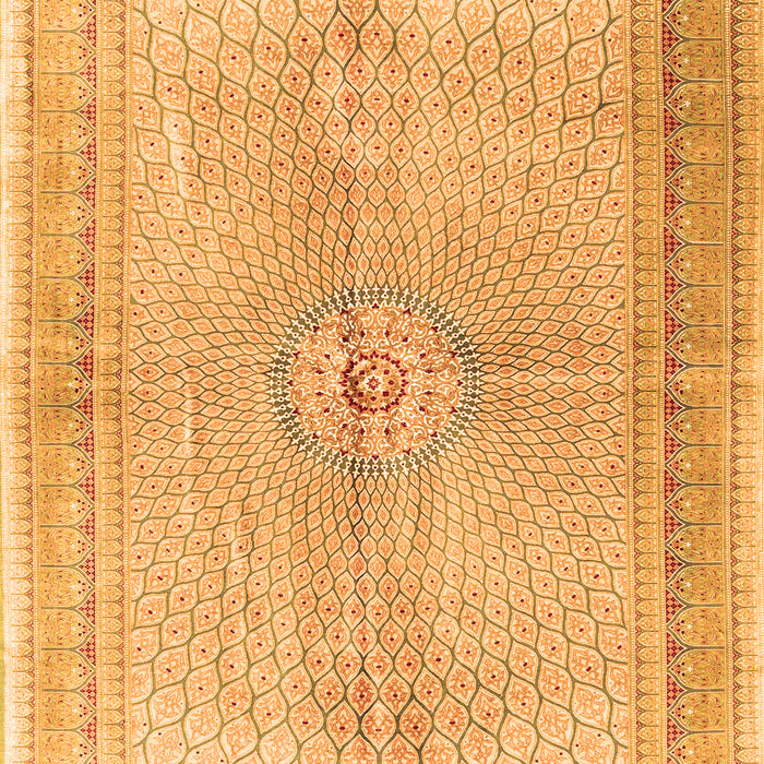 Serging Thickness of Machine Washable Medallion Orange Traditional Area Rugs, wshtr4812org