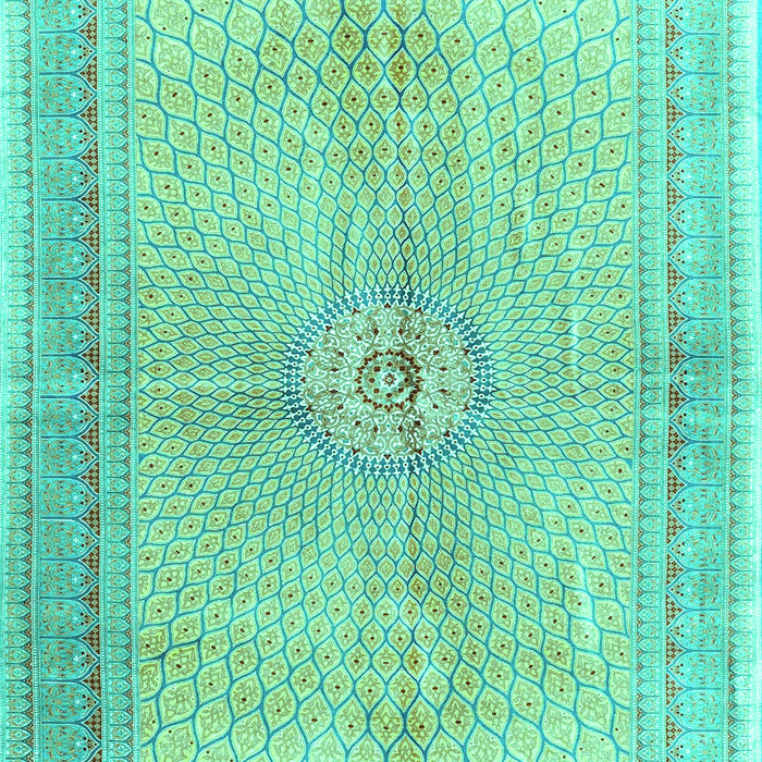 Machine Washable Medallion Turquoise Traditional Area Rugs, wshtr4812turq