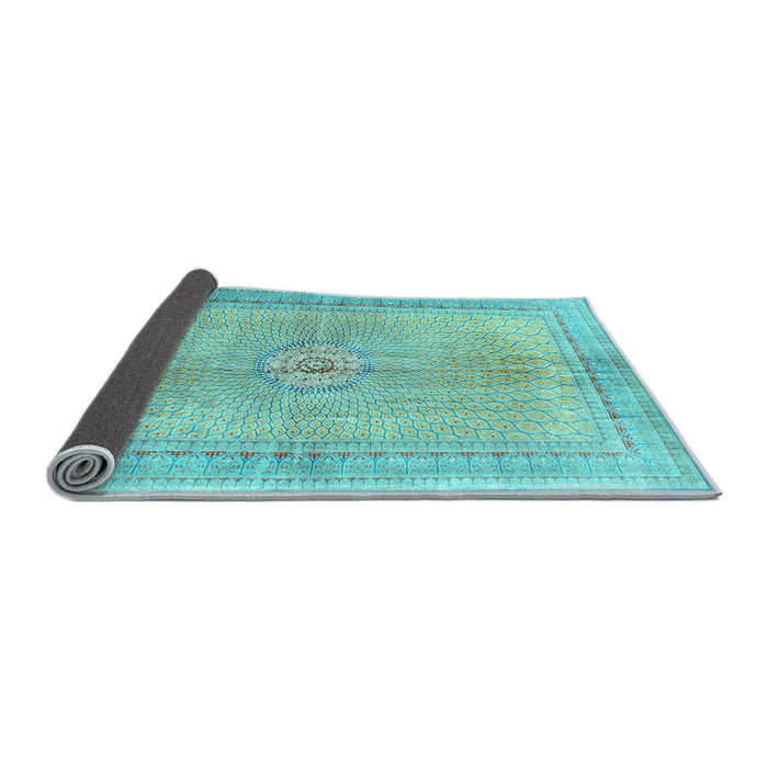 Sideview of Medallion Light Blue Traditional Rug, tr4812lblu