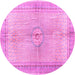 Round Machine Washable Medallion Pink Traditional Rug, wshtr4812pnk