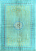 Machine Washable Medallion Light Blue Traditional Rug, wshtr4812lblu