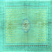 Square Medallion Turquoise Traditional Rug, tr4812turq