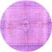 Round Medallion Purple Traditional Rug, tr4812pur