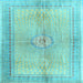 Square Medallion Light Blue Traditional Rug, tr4812lblu