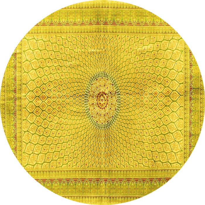 Round Medallion Yellow Traditional Rug, tr4812yw