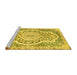 Sideview of Machine Washable Medallion Yellow Traditional Rug, wshtr4813yw