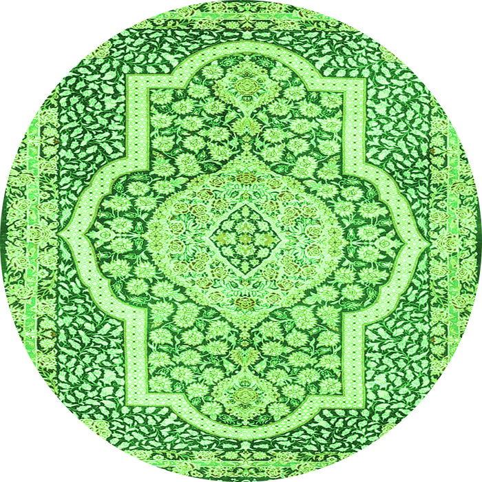Square Medallion Green Traditional Rug, tr4813grn