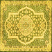 Square Medallion Yellow Traditional Rug, tr4813yw