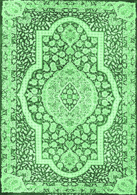 Medallion Emerald Green Traditional Rug, tr4813emgrn