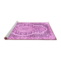 Sideview of Machine Washable Medallion Pink Traditional Rug, wshtr4813pnk
