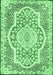 Machine Washable Medallion Emerald Green Traditional Area Rugs, wshtr4813emgrn