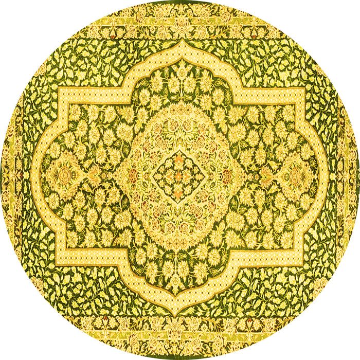Round Medallion Yellow Traditional Rug, tr4813yw