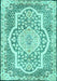 Machine Washable Medallion Turquoise Traditional Area Rugs, wshtr4813turq