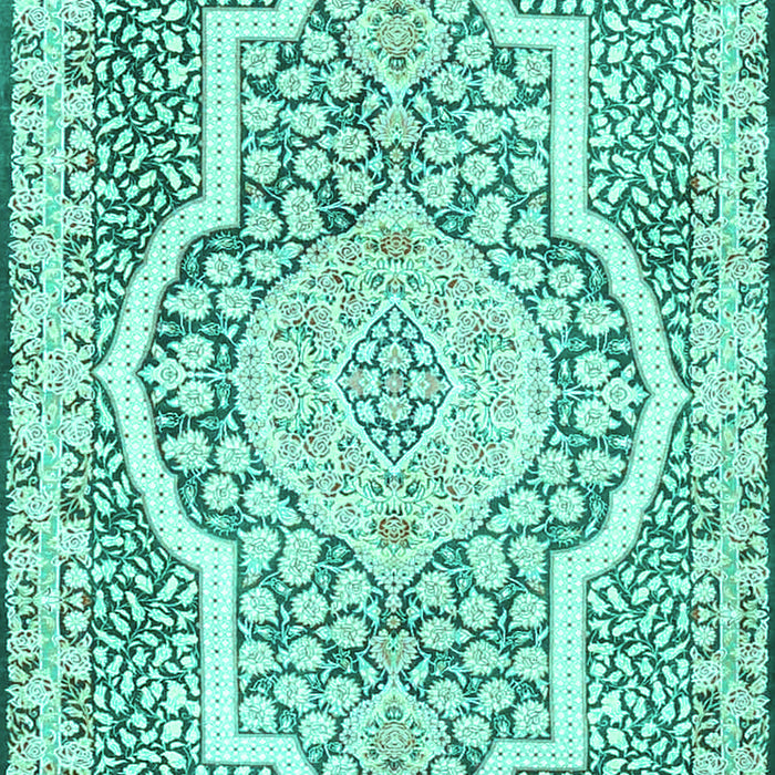 Machine Washable Medallion Turquoise Traditional Area Rugs, wshtr4813turq