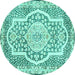 Round Medallion Turquoise Traditional Rug, tr4813turq