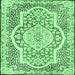 Square Medallion Emerald Green Traditional Rug, tr4813emgrn