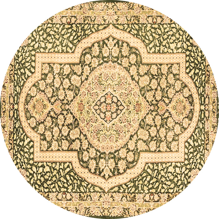 Round Machine Washable Medallion Brown Traditional Rug, wshtr4813brn