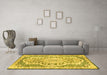 Machine Washable Medallion Yellow Traditional Rug in a Living Room, wshtr4813yw