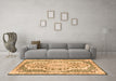 Machine Washable Medallion Orange Traditional Area Rugs in a Living Room, wshtr4813org