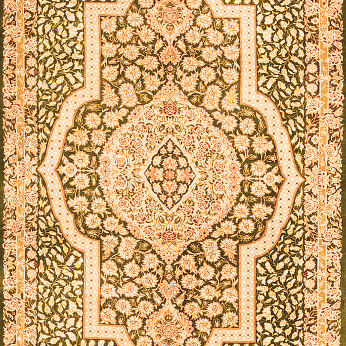 Serging Thickness of Machine Washable Medallion Orange Traditional Area Rugs, wshtr4813org