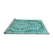 Sideview of Machine Washable Medallion Light Blue Traditional Rug, wshtr4813lblu