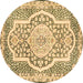 Round Medallion Brown Traditional Rug, tr4813brn