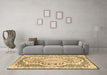 Machine Washable Medallion Brown Traditional Rug in a Living Room,, wshtr4813brn