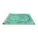 Sideview of Machine Washable Medallion Turquoise Traditional Area Rugs, wshtr4813turq