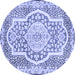 Round Medallion Blue Traditional Rug, tr4813blu