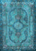 Machine Washable Medallion Light Blue Traditional Rug, wshtr4814lblu