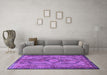 Machine Washable Medallion Purple Traditional Area Rugs in a Living Room, wshtr4814pur