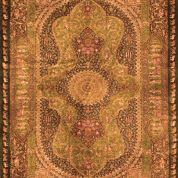 Serging Thickness of Machine Washable Medallion Orange Traditional Area Rugs, wshtr4814org