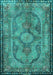Machine Washable Medallion Turquoise Traditional Area Rugs, wshtr4814turq
