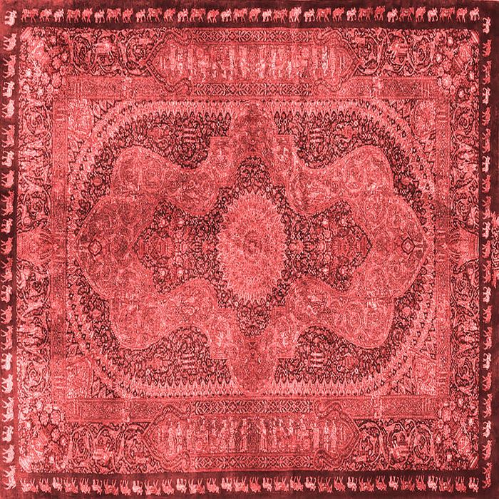 Machine Washable Medallion Red Traditional Rug, wshtr4814red