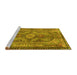 Sideview of Machine Washable Medallion Yellow Traditional Rug, wshtr4814yw