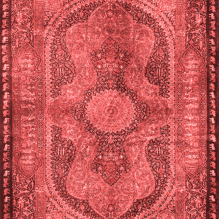 Machine Washable Medallion Red Traditional Rug, wshtr4814red