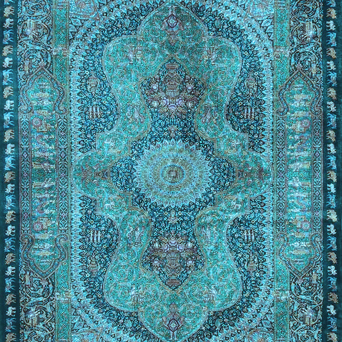 Medallion Light Blue Traditional Rug, tr4814lblu