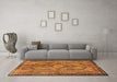 Machine Washable Medallion Orange Traditional Area Rugs in a Living Room, wshtr4814org