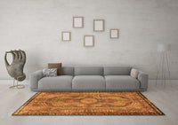 Machine Washable Medallion Orange Traditional Rug, wshtr4814org