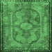 Square Medallion Emerald Green Traditional Rug, tr4814emgrn