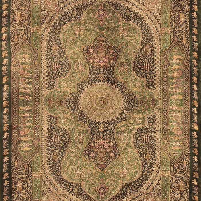 Machine Washable Medallion Brown Traditional Rug, wshtr4814brn